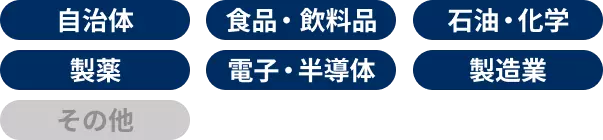 対象業種は、自治体、食品・飲料品、石油・化学、製薬、電子・半導体、製造業